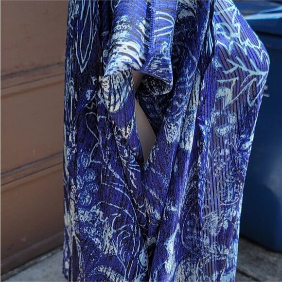 Bob Mackie Wearable Art butterfly metallic stripe brocade printed blouse size M - Picture 4 of 10